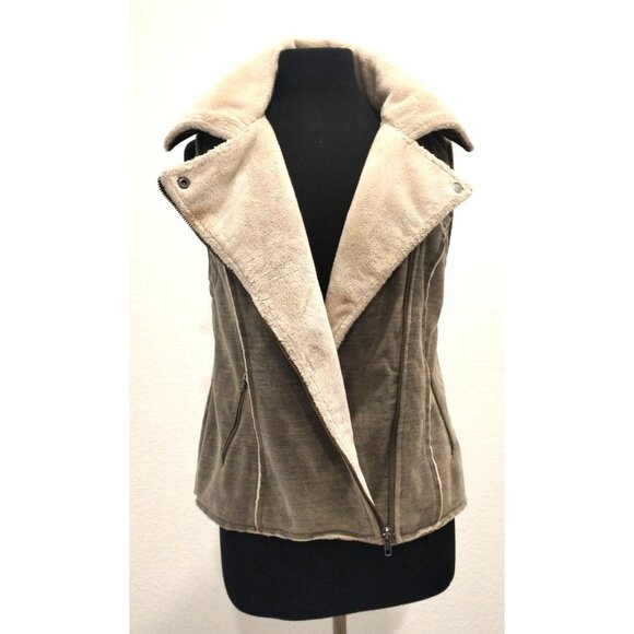 True Grit Military Green and Cream Bomber Vest Zippered Jacket S - Picture 5 of 11